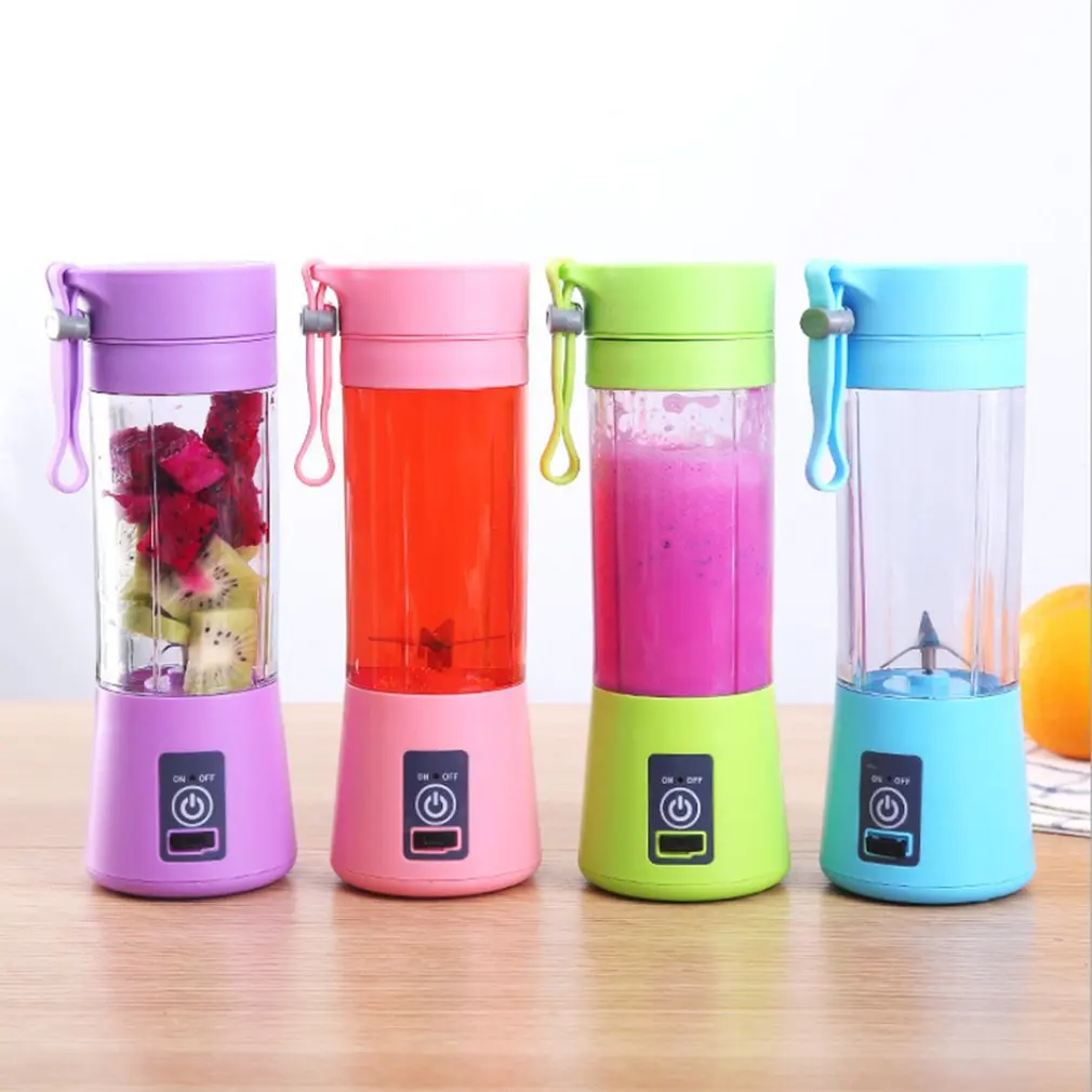 

380ml 2/4 Blades Mini USB Rechargeable Portable Electric Fruit Juicer Smoothie Maker Blender Machine Sports Bottle Juicing Cup