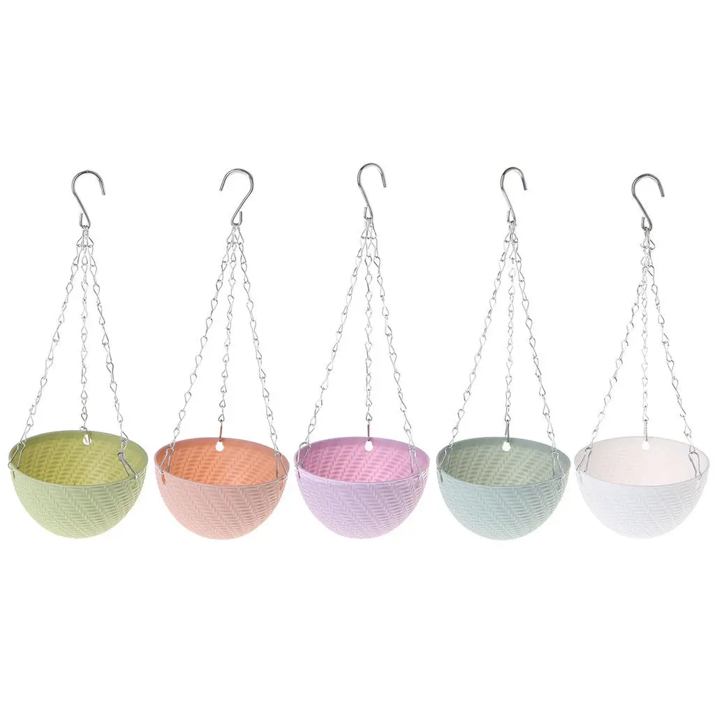 

1 Pc Hanging Basket Flower Pot With Chains Round Plastic Garden Plant Hanger Planters For Home Decor Garden Supplie