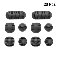 20pcs desk cable clips plastic cord organizer self adhesive cord holders wire management for home office black