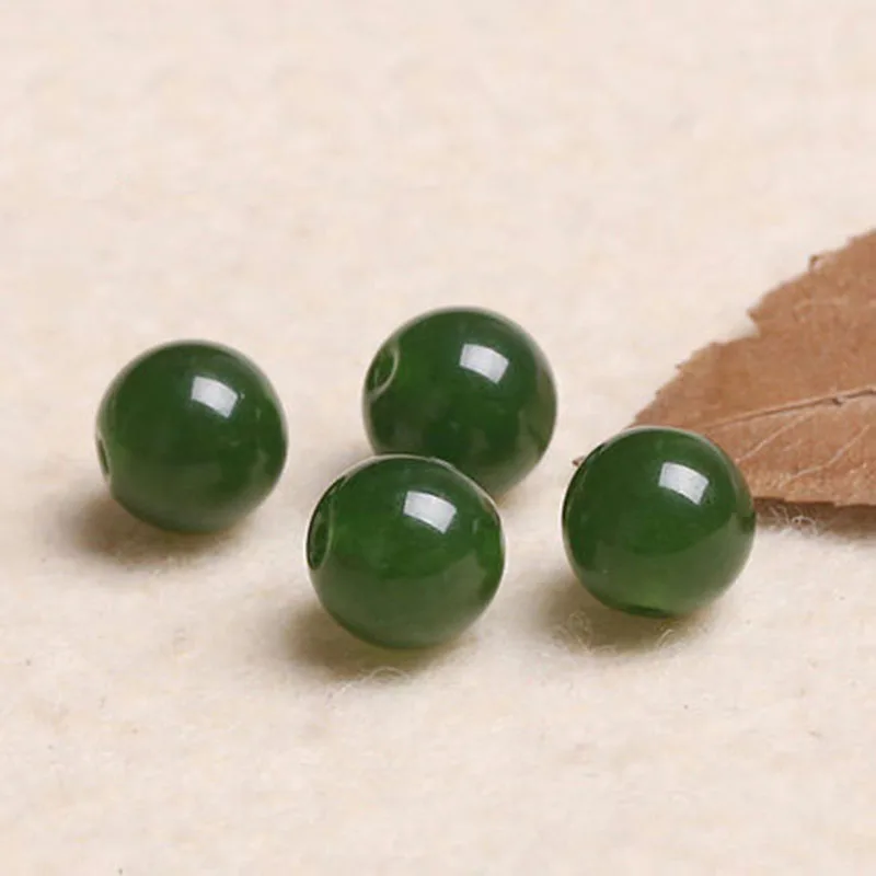 4A Natural Green Chalcedony Quartz Crystal Single Bead DIY Beads for Jewelry Making
