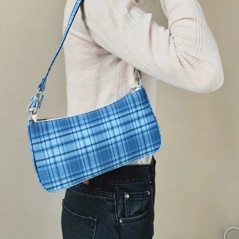 

Сумка 2021 Горячая Винтаж багет Женская Дамская ручная сумка французского сумка в красную клетку подмышки сумка Элегантная Маленькая женска...