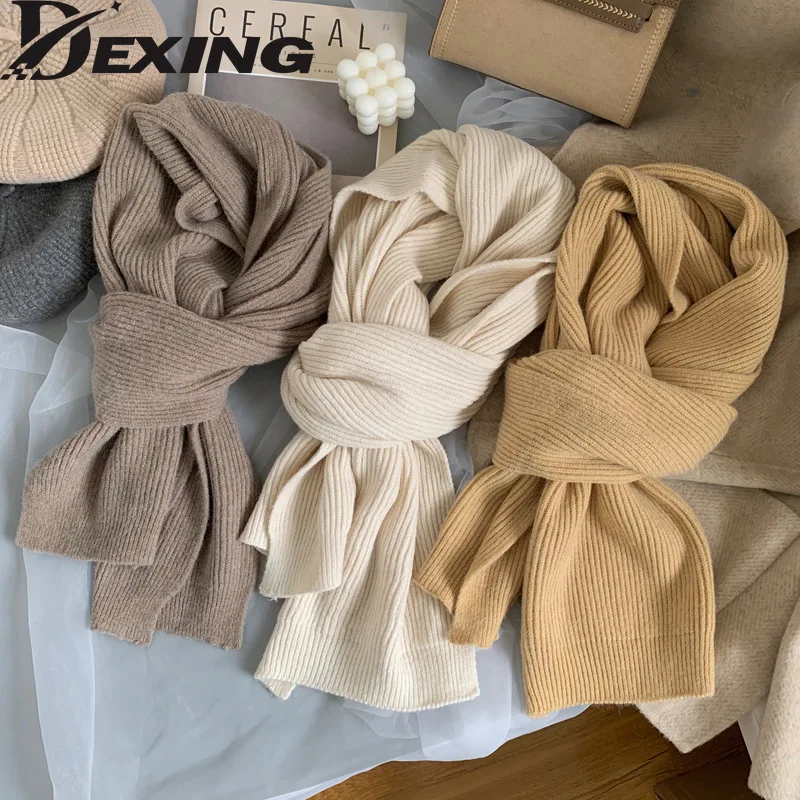 

Женские однотонные кашемировые шарфы, женские зимние плотные теплые мягкие шали из пашмины, женские вязаные шерстяные длинные шарфы