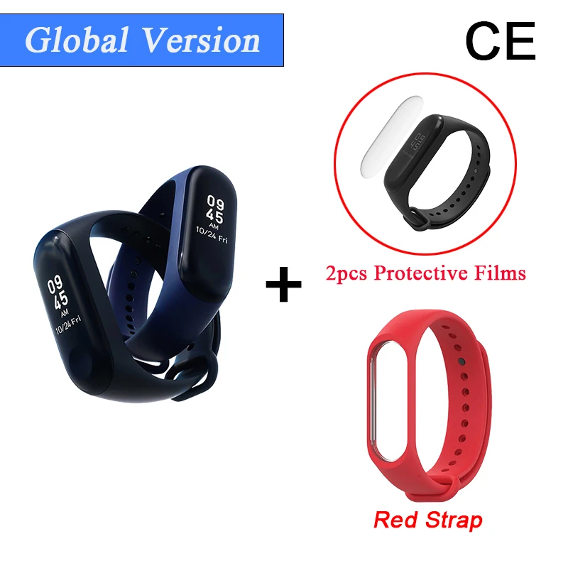 CE Add 2Film Red Str Глобальная версия Xiao mi Band 3 mi band 3 Смарт Bluetooth фитнес-трекер OLED экран водонепроницаемый смарт-браслет - Цвет: CE Add 2Film Red Str