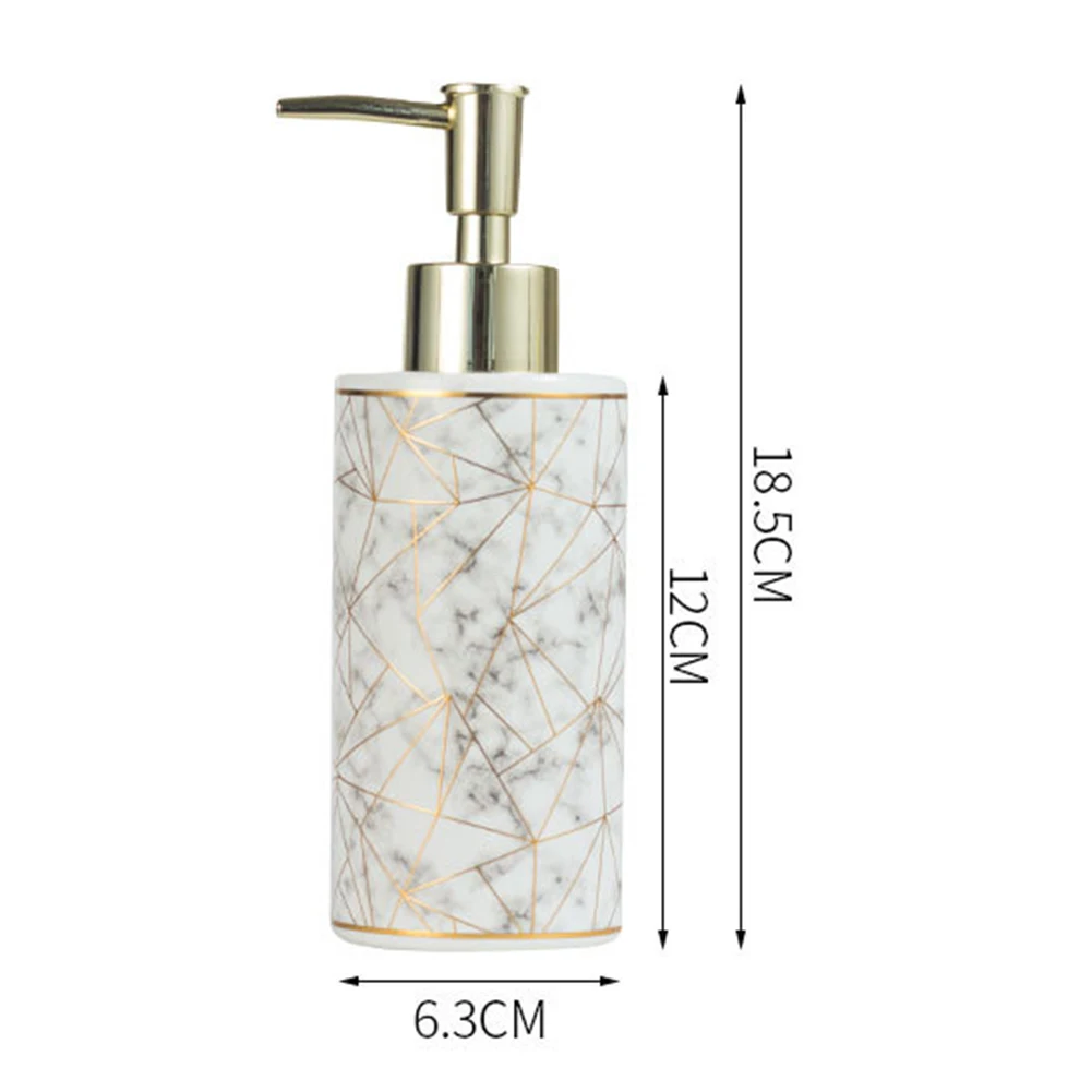 

300ml Stylish Marble Ceramic Lotion Shampoo Liquid Soap Dispenser Pump Bottle Bathroom Set Home Decoration Bathroom Accessories