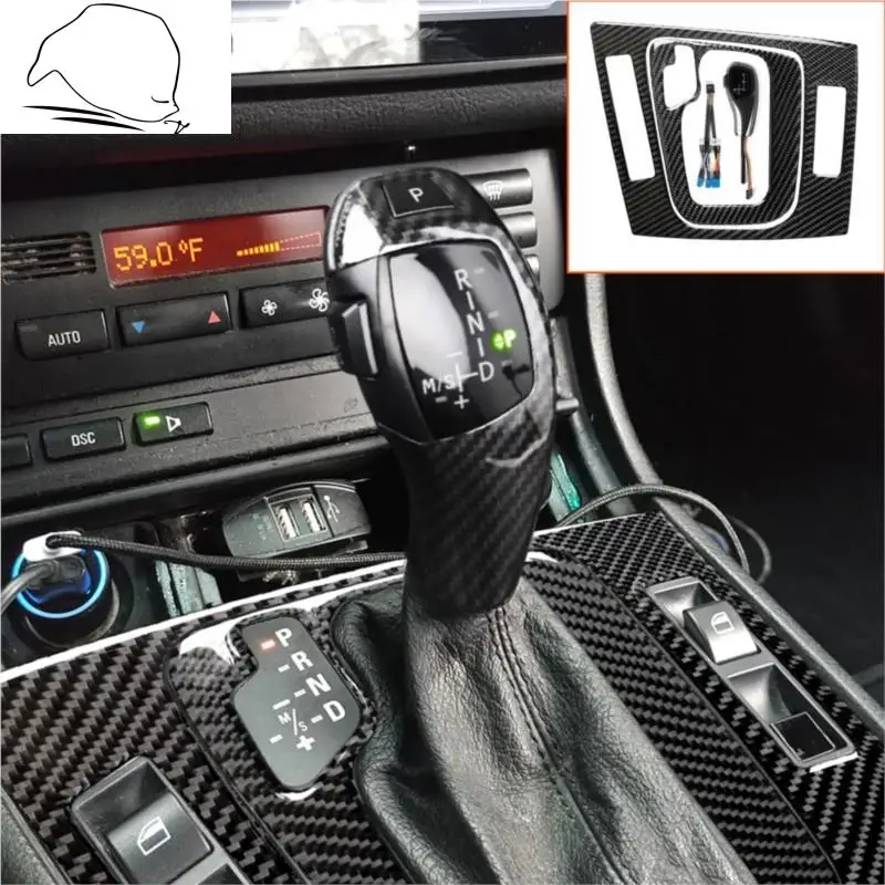 

For BMW 3 Series E46 Touring Sedan 1998-2006 Replace Gear Head Car Automatic LED Gear Shift Knob Carbon Fiber Gear Box Surround