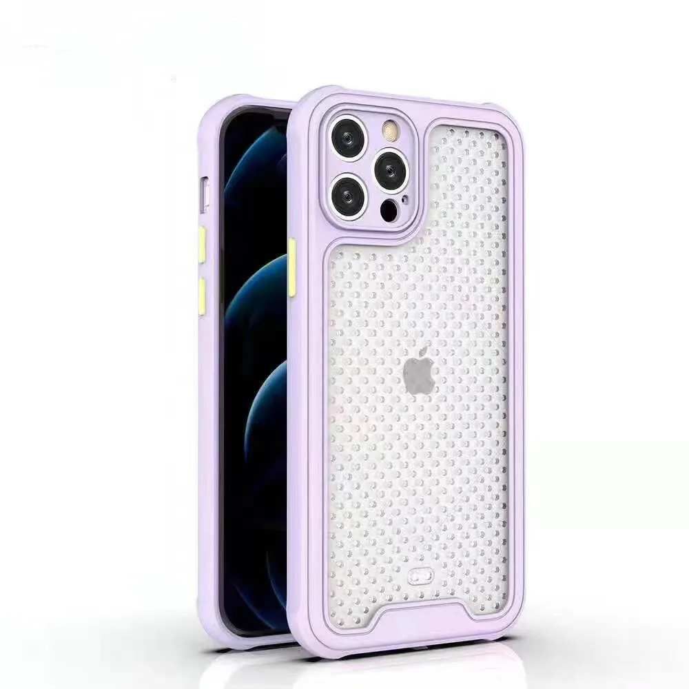 

New Anti-drop Color Button Case For iPhone 12 12 Pro 11 Frosted Mesh PC Cases Protective Cover Heat Cases For Iphone 7 8 XR