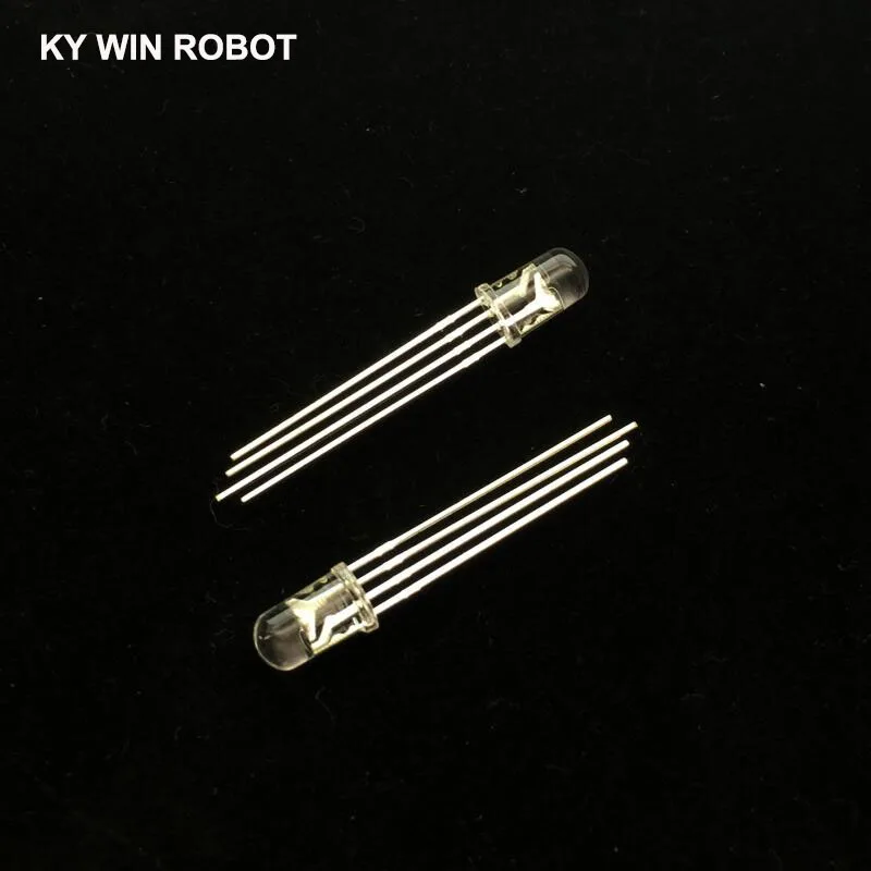 50 шт./лот 5 мм 4 контактный RGB светодиод общий катод/анод рассеянные трехцветные