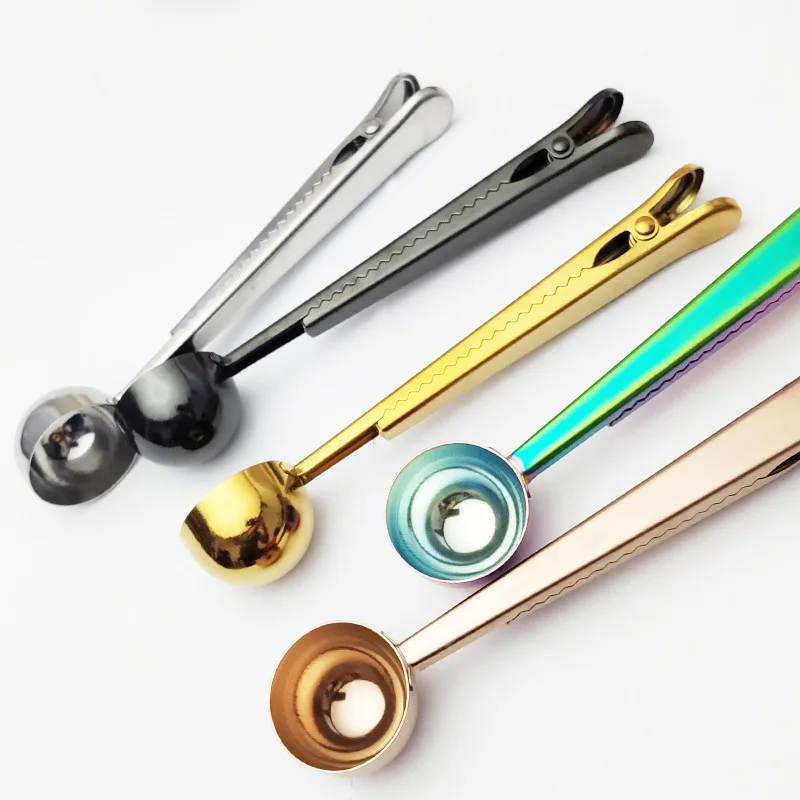 Зажим для кофейной ложки столовая ложка из нержавеющей стали 2 в 1 длинная ручка