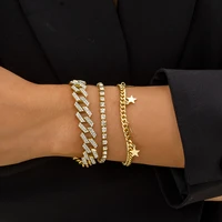boho luxury shiny crystal claw diamond bracelet set girl creative moon star pendant charm bracelets womens couple jewelry gift
