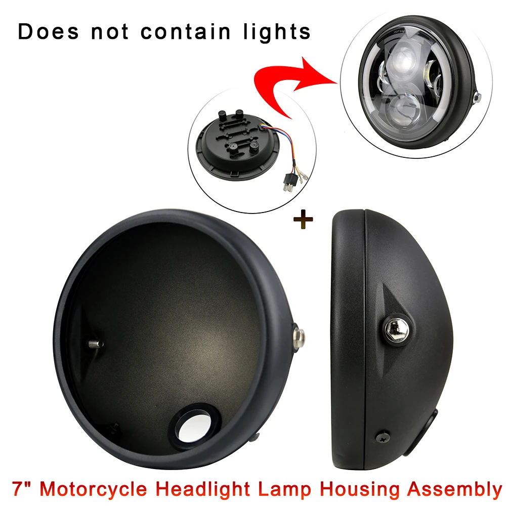 7 дюймовый стальной матовый черный светодиодный чехол для маяка мотоцикла фары