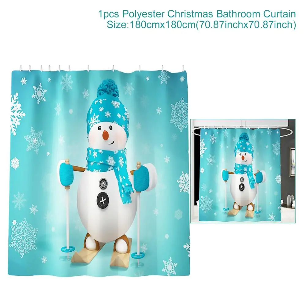 Shower Curtain 5 HUIRAN Рождество ванная комната шторки коврик сиденье для унитаза украшения Рождественские украшения для дома рождественские подарки год - Цвет: Shower Curtain 5