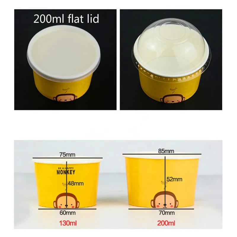 50 шт цветная одноразовая бумажная миска для мороженого с мультяшными животными