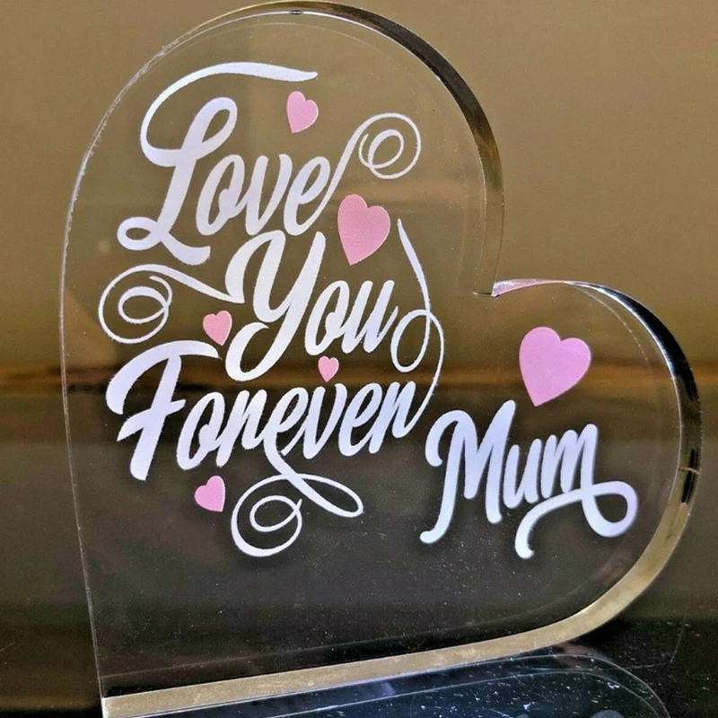 

Heart Mothers Day Decorations Love You Forever Mum Sign Gift for Mom Women Girls Ladies Wife Office Home Decor