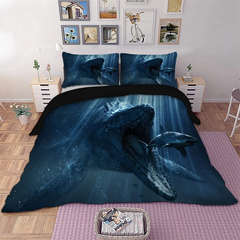 Digital Printing 5D King Size Bedding Set Blue Queen Comforter Sets Bed Bedlinen Western Ocean Series Duvet Cover Cotton | Дом и сад