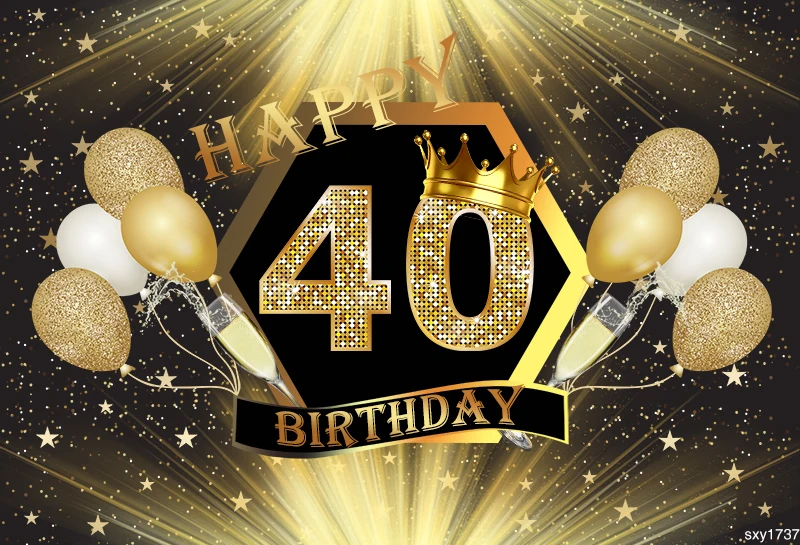 Задний фон для фотосъемки Sensfun черный блестящий золотой воздушный шар с 40-го дня