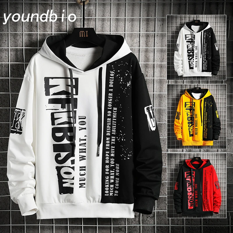 

Модный пуловер с капюшоном, мужская повседневная толстовка, Свободный Новый мужской модный Индивидуальный пуловер, толстовка с надписью, т...