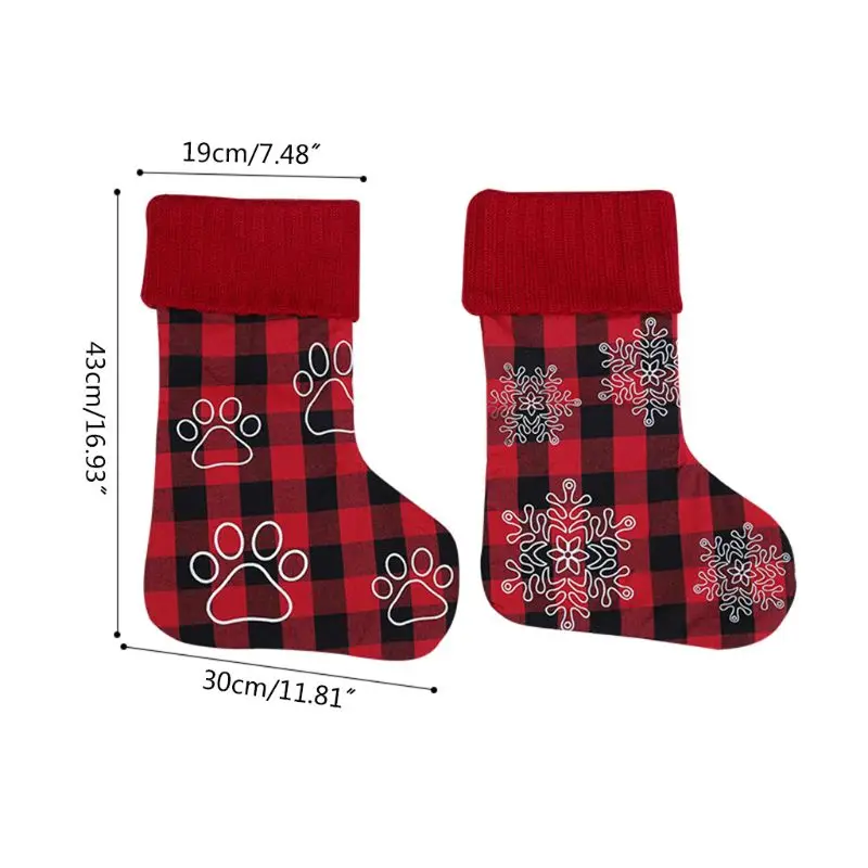 

4pcs/set Christmas Stocking Footprint Snowflake Gift Candy Bag Hanging Xmas Tree Fireplace Decoration