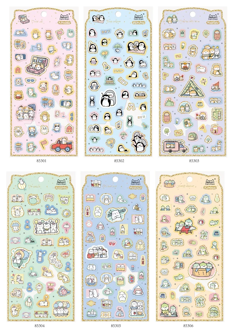 Nekoni Kawaii маленький Животные золочение декоративные из рисовой бумаги наклейки Скрапбукинг палка Labell дневник Канцелярские Стикеры для альбомов