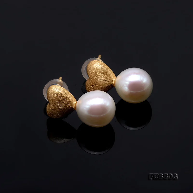 

JYX New Lovely Hot Heart Natural Freshwater Pearl Earrings 8mm water drop shape smooth pearls gift women
