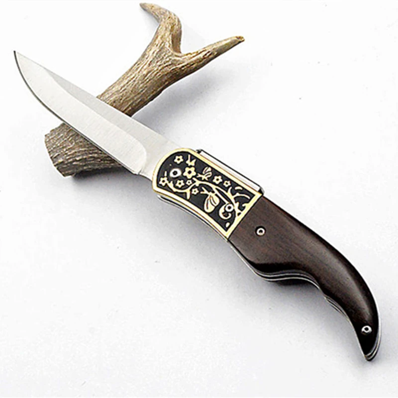 5cr15 нож из нержавеющей стали складной с резной деревянной ручкой тактический