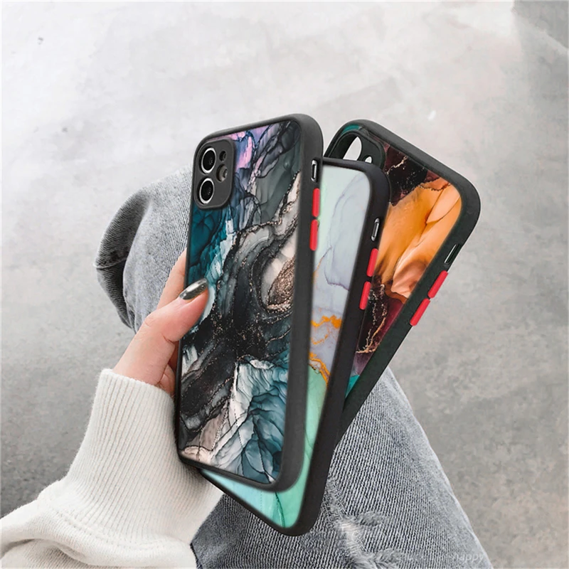 Fashion Marble Pattern Matte Case For iPhone 13 12 11 14Pro Max 7 8 Plus XS Max XR X 12 Mini SE20 Lunar Surface Shockproof Cover