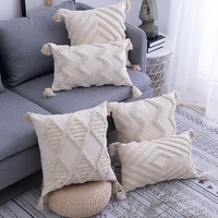 tongdi boho sofa handmade woolen knitted pillow case with inner 45x45cm lace soft throw decor for home living cover bed room