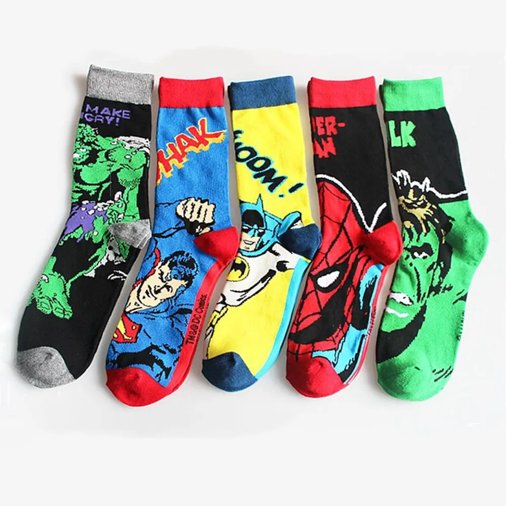 Мужские носки sokc Marvel Comics Супермен Халк Человек паук Бэтмен длинные с 3D принтом