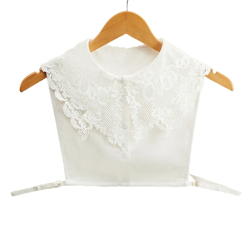 

Stylish Detachable Half Shirt Hollow Out Embroidery Floral Lace Fake Doll Collar A0NF