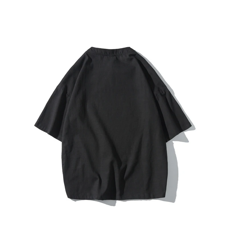 

Summer Cotton Loose T-Shirt Man Chinese Style Tops Short Sleeve Embroidery Casual Shirts Male 2021 New Linen Clothing for Women
