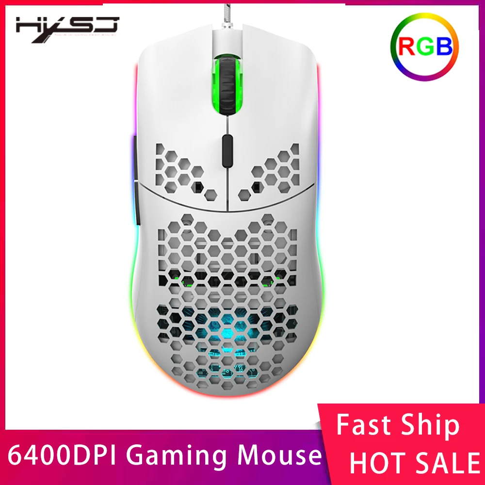 

HXSJ J900 USB Wired Gaming Mouse RGB Gaming Mouse with Six Adjustable DPI Ergonomic Design for Desktop Laptop PC Computer Office