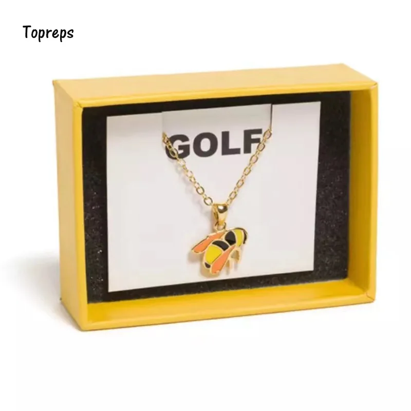 GOLF WANG Save The Bees Golden Hip Hop Necklace  Tyler The Creator Flower Boy Necklace Jewelry Street Fashion Rap Accessories images - 6