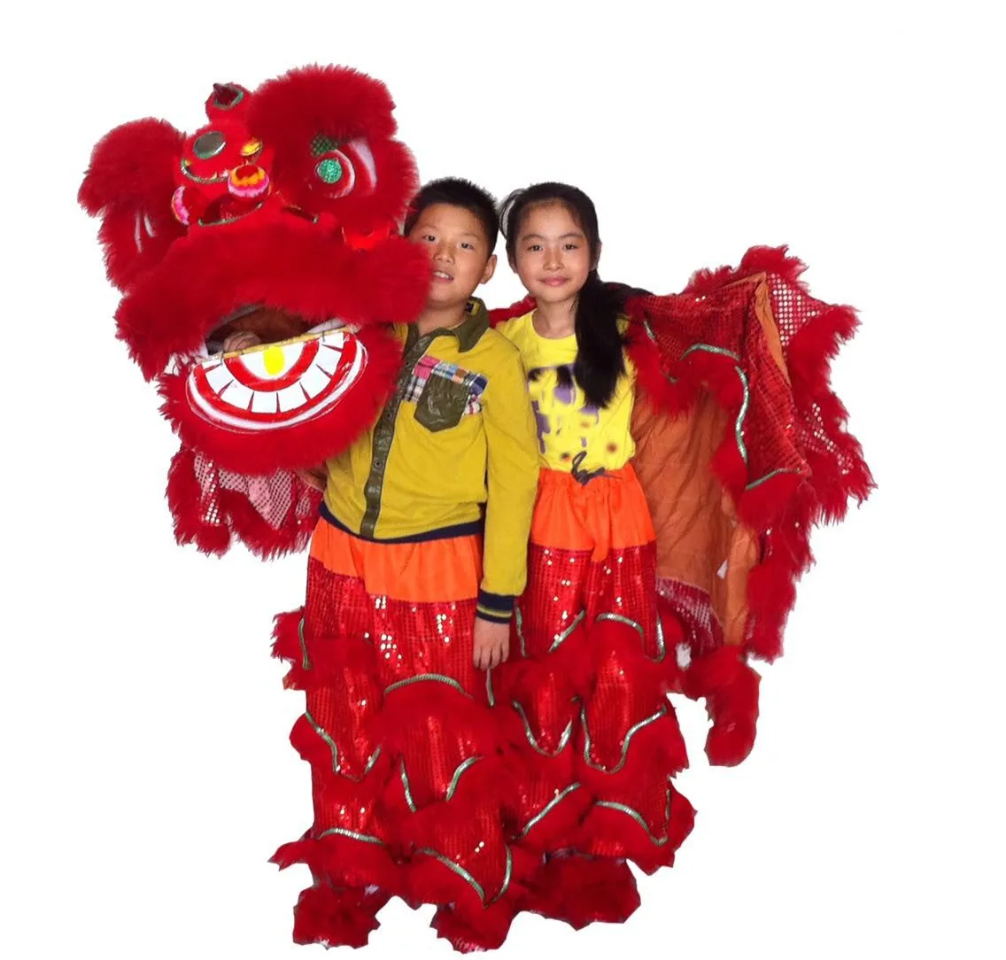 

Red Lion Dance Costume 2 Player 8-12 Age Children Play Party Performance Sport Outdoor Parade Parad Smart Stage Mascot China