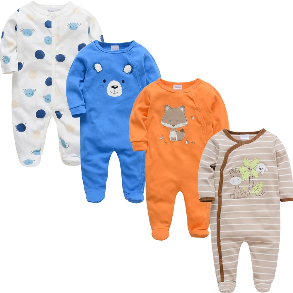 2021 3 4 pcs/lot Summer Baby Boy roupa de bebes Newborn Jumpsuit Long Sleeve Cotton Pajamas 6 9 12 Months Rompers Clothes |