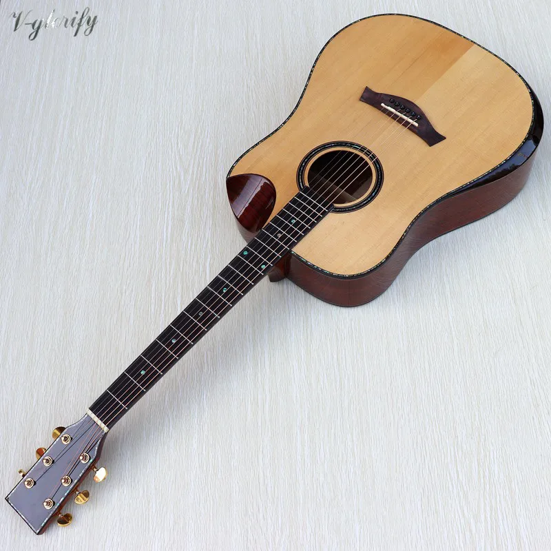 model 1no EQ Профессиональная 41 дюймовая акустическая электрогитара из цельного дерева и ели с радианской угловой спинкой и боковой Акацией из дерева КоА, народная гитара - Цвет: model 1no EQ