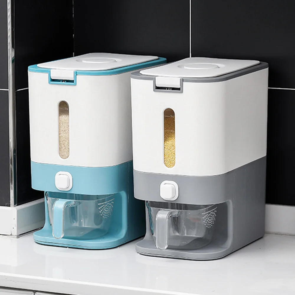 

12KG Rice Bucket Grain Storage Box Large Capacity Automatic Press Out Rice Can Household Insect Proof Moisture Proof Scale Seale