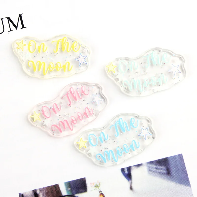 

DIY Jewelry Findings Ornament Accessories Flatback Cloud Shape Glitter Transparent Resin Cabochon Clay Beads Charms Material