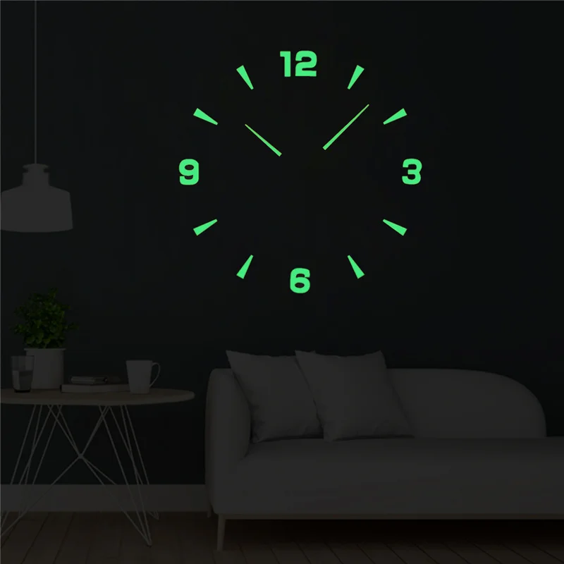 

Luminou Watck Sticker Quartz Large Wall Clock Luminous Large DIY Wall Clock In Wall 3D Acrylic Diy Wall Clocks Home Office Decor