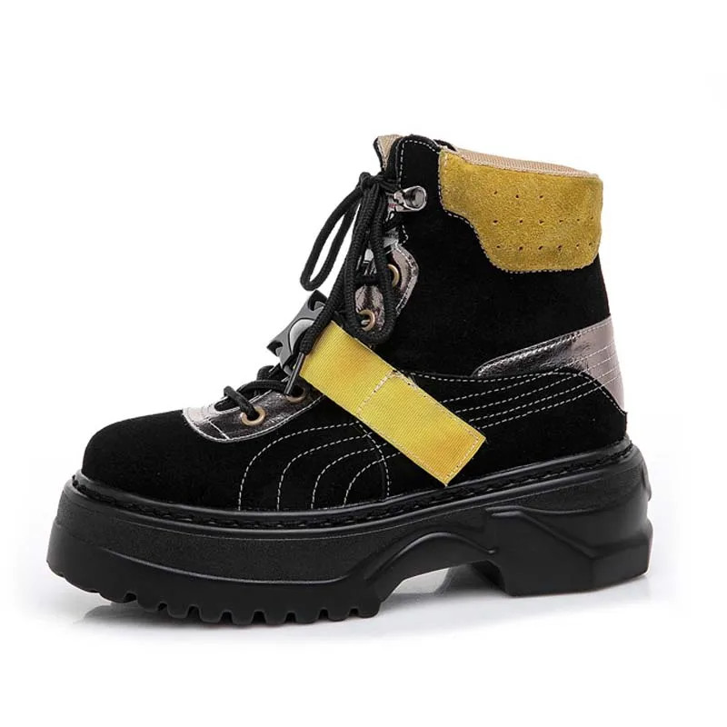 Ботинки женские на толстой подошве ботинки мартинсы платформе брендовая