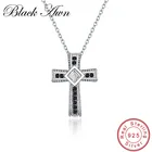 BLACK AWN Настоящее серебро 100% пробы, Изящные Ювелирные изделия, классическое Ожерелье Подвеска-крестик, ювелирные изделия из стерлингового серебра P106