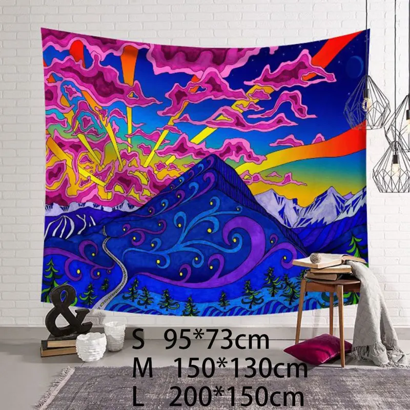

1pcs Livingroom Wall hanging Tapestry psychedelic pattern yoga throw beach throw carpet Hippie Home Decor Wall Tapestry Blanket