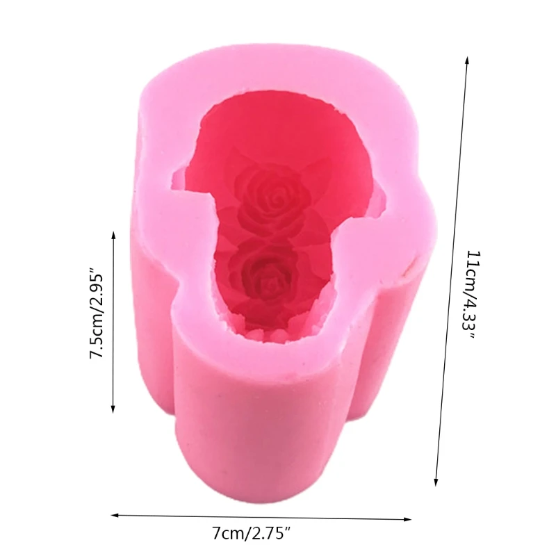 

E56F 3D Rose Skull Epoxy Resin Mold Home Decoration Ornaments Silicone Mould DIY Crafts Candle Casting Tools