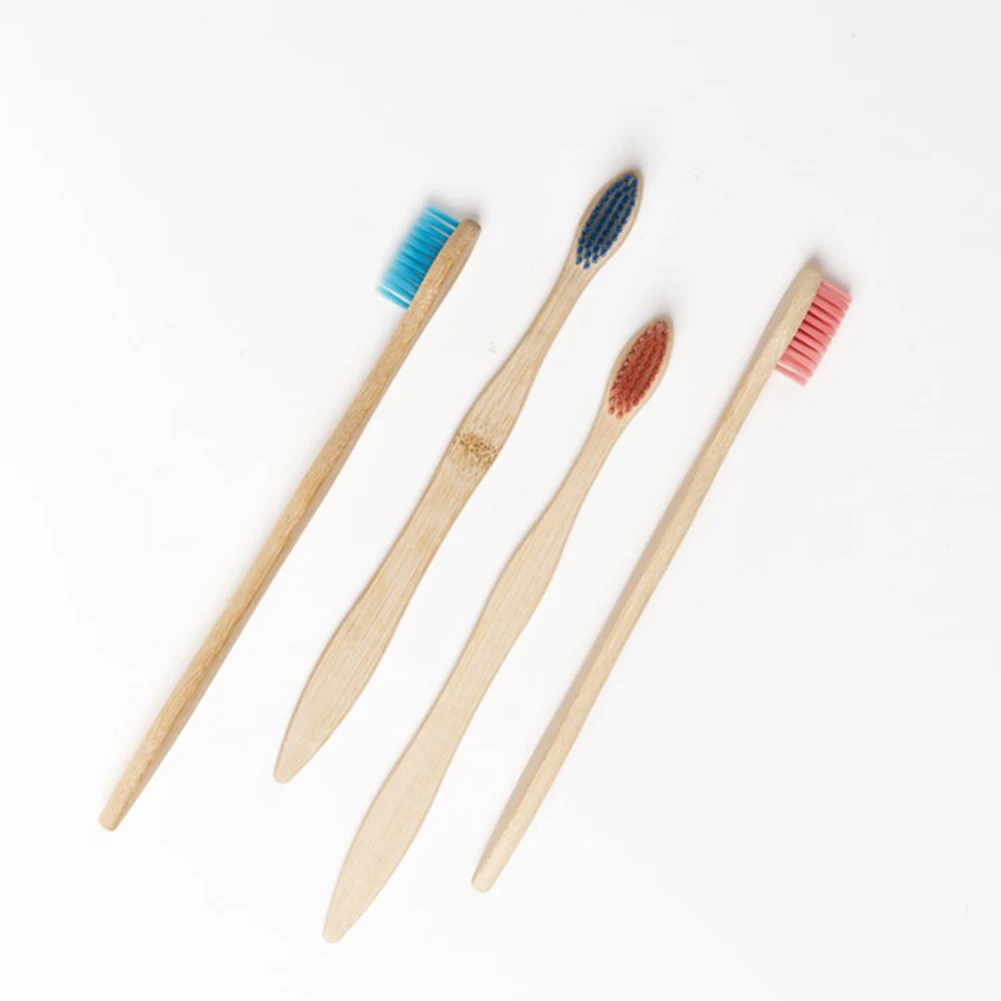 Радужная цветная бамбуковая зубная щетка с твердой щетиной биоразлагаемая