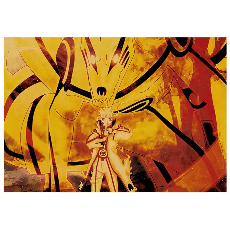 

Vintage anime ninja kyuubi and vortex ninja creative nostalgic pictorial retro kraft paper poster decor painting wall stickers