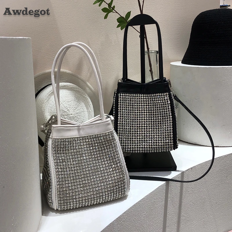 

Rhinestone Small Handbag for Women Bag Bucket Diamonds Shoulder Bag Purse Ladies Female Crossbody Bag Shining Diamond Bag Girls