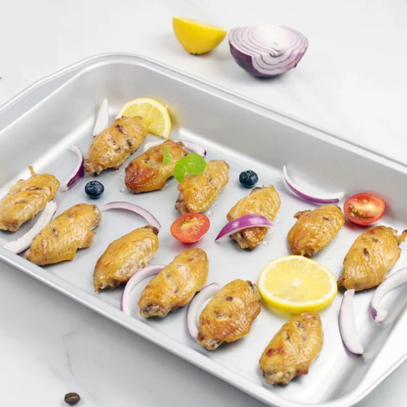 

14.5 Inch Extra Thick Nonstick Baking Pan Silver Bread Cake Kitchen Tools Carbon Steel Crimping Design Cookies Oven Dedicated