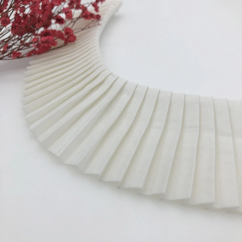 

Women Pleated White False Fake Collar Faux Pearl Button Detachable Choker Shawl