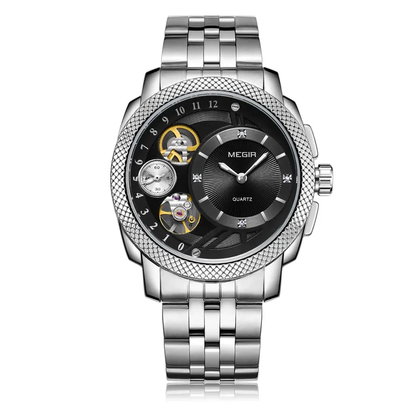 Business Watch for Men MEGIR Luxury Quartz Watches Stainless Steel Military Wrist Clock Hour Time Relogio Masculino | Наручные часы