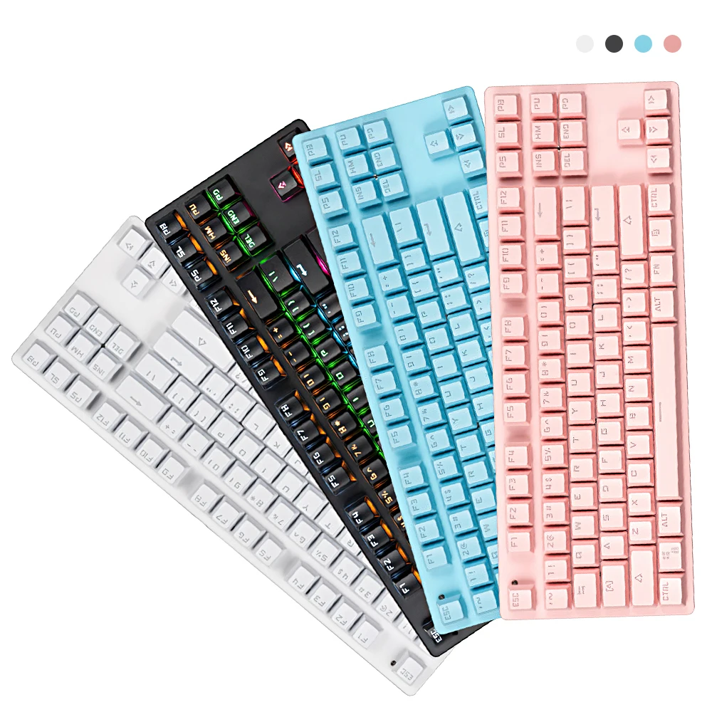 

Mechanical Keyboard Blue Switch USB Wired 87 Keys Backlit Gaming Keyboards Conflict Free for Tablet Desktop Game office
