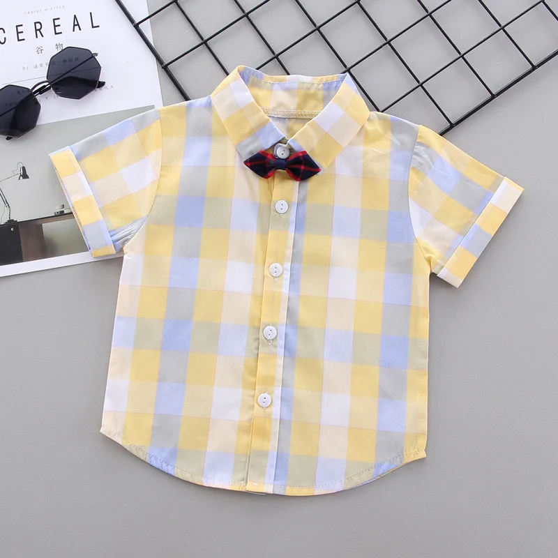 

New Summer Baby Boy Clothes Suit Children Plaid Cotton Shirt Overalls 2Pcs/sets Toddler Fashion Casual Clothing Kids Tracksuits