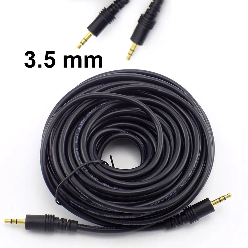 10M/15M/20M 3.5mm Male to Male Plug Audio Stereo Aux Extension Cable Jack Cord for TV Computer Laptop